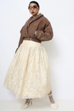 Imagem do Jaqueta cropped couro marrom puffer