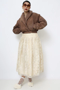 Jaqueta cropped couro marrom puffer na internet