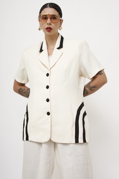 Blazer manga curta ombreira off det preto - loja online