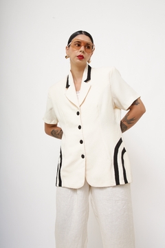 Blazer manga curta ombreira off det preto - loja online