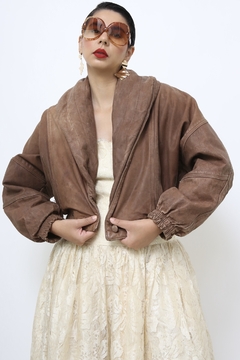 Imagem do Jaqueta cropped couro marrom puffer