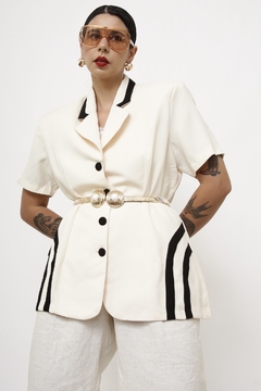 Blazer manga curta ombreira off det preto - comprar online