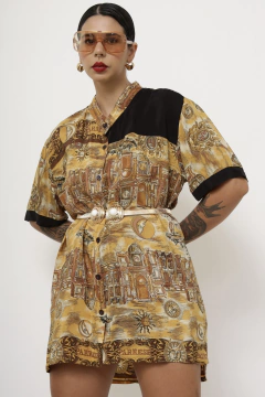 camisa maxi amarela vintage - comprar online