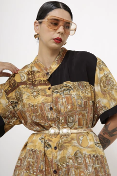 camisa maxi amarela vintage - loja online