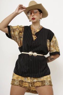 Colete risca de giz vintage