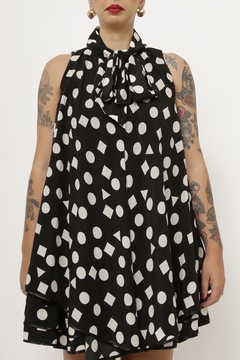 Vestido em A poa laço vintage - comprar online
