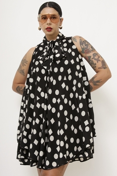 Vestido em A poa laço vintage - Capichó Brechó