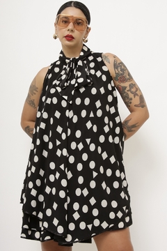 Vestido em A poa laço vintage - comprar online