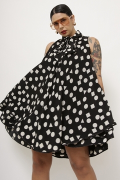 Vestido em A poa laço vintage na internet