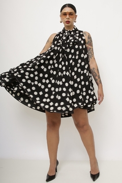 Vestido em A poa laço vintage na internet
