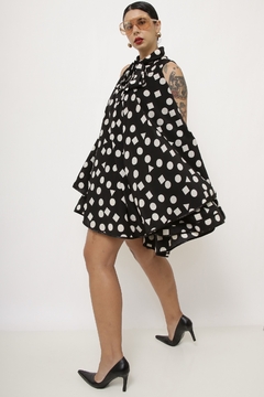 Vestido em A poa laço vintage