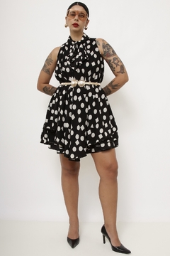 Vestido em A poa laço vintage