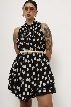Vestido em A poa laço vintage na internet
