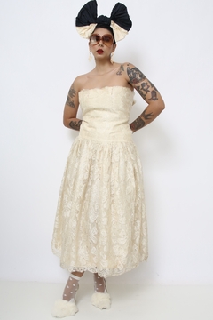 Vestido renda vintage midi GRACE com laço - comprar online