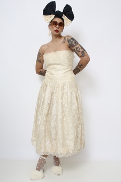 Vestido renda vintage midi GRACE com laço - loja online