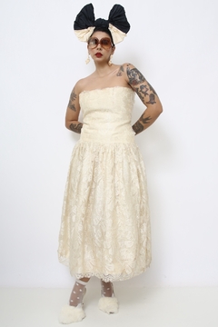 Vestido renda vintage midi GRACE com laço