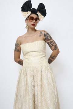 Vestido renda vintage midi GRACE com laço