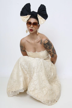 Vestido renda vintage midi GRACE com laço - comprar online