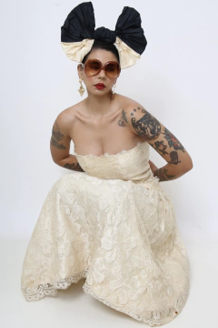 Vestido renda vintage midi GRACE com laço - loja online