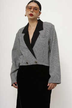 Blazer cropped xadrez vintage - Capichó Brechó