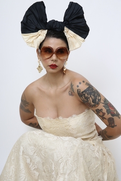 Vestido renda vintage midi GRACE com laço - Capichó Brechó