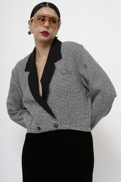 Blazer cropped xadrez vintage na internet