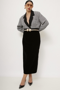 Blazer cropped xadrez vintage