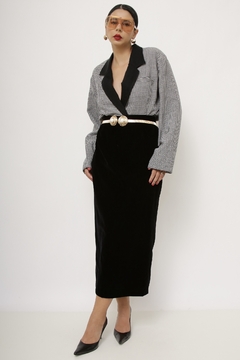 Blazer cropped xadrez vintage - loja online