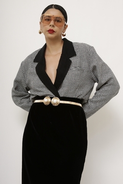 Blazer cropped xadrez vintage - loja online
