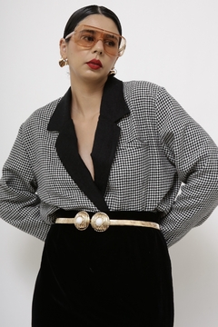 Blazer cropped xadrez vintage