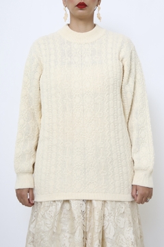 Pulover acrilico creme textura - comprar online