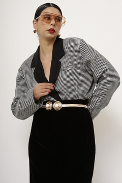 Blazer cropped xadrez vintage