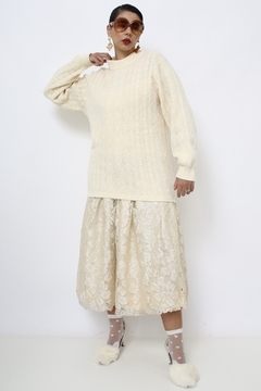 Pulover acrilico creme textura - loja online