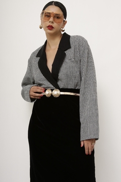 Blazer cropped xadrez vintage - Capichó Brechó
