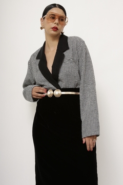 Blazer cropped xadrez vintage na internet
