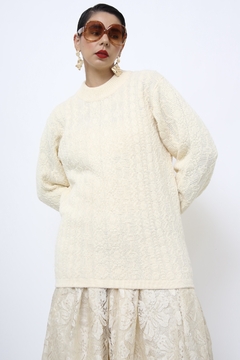 Pulover acrilico creme textura - comprar online