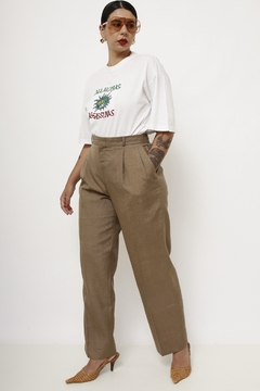 Calça cintura alta YSL bege vintage na internet