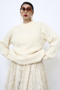 Pulover acrilico creme textura - loja online