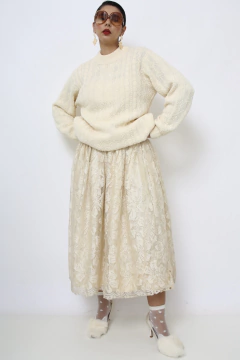 Pulover acrilico creme textura