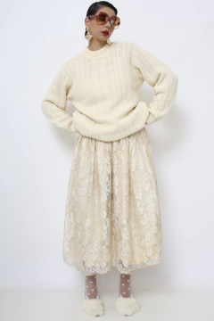 Pulover acrilico creme textura - loja online