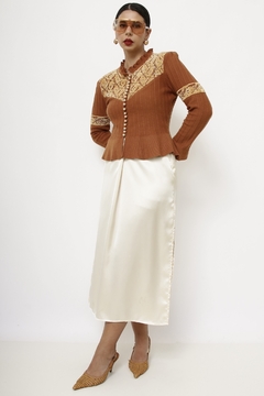 Imagem do Cardigan telha renda b.perola