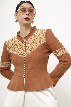 Imagem do Cardigan telha renda b.perola