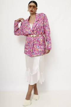 Blazer rosa flores levinho 80´s - Capichó Brechó