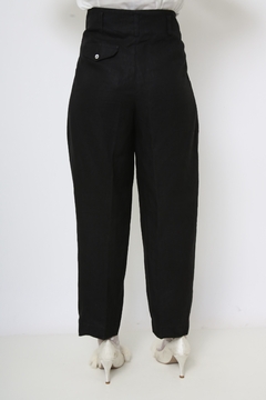 Calça cintura alta 100% linho preta - comprar online