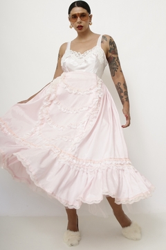 Maxi saia rosa base de tulão