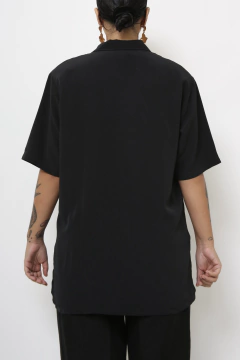 Camisa preta poliester vintage - comprar online