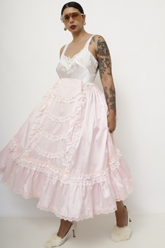 Maxi saia rosa base de tulão - Capichó Brechó
