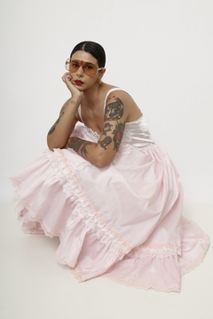 Maxi saia rosa base de tulão - loja online