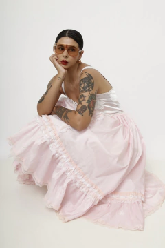 Maxi saia rosa base de tulão na internet