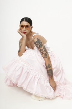 Maxi saia rosa base de tulão - comprar online